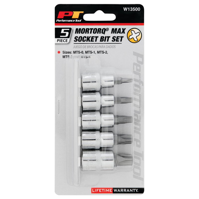 Performance Tool W13500 Mortorq Bit Socket Set, 5Pc - Professional Grade Torx Fastener Kit for Automotive and Industrial Applications - Image 3